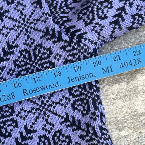 LL Bean Nordic Cardigan Sweater Cotton Womens Small Snowflake Purple Button Up - Picture 6 of 7